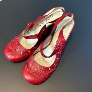 Mary Jane Red Leather Heels